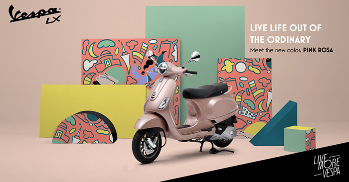 เวสป้า เติมเฉดสีแห่งความสดใสครั้งใหม่  ด้วย Vespa LX 125 i-Get “PINK ROSA”