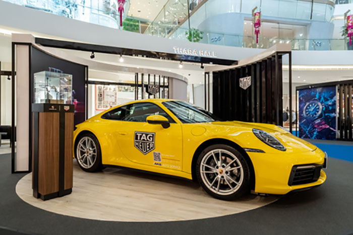 Porsche 911 Carrera จัดแสดงในงานเปิดตัว TAG Heuer Heritage Pop-up Museum