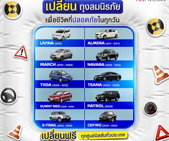 นิสสัน ย้ำเตือนลูกค้านำรถเข้าตรวจสอบ พร้อมเปลี่ยนชุด